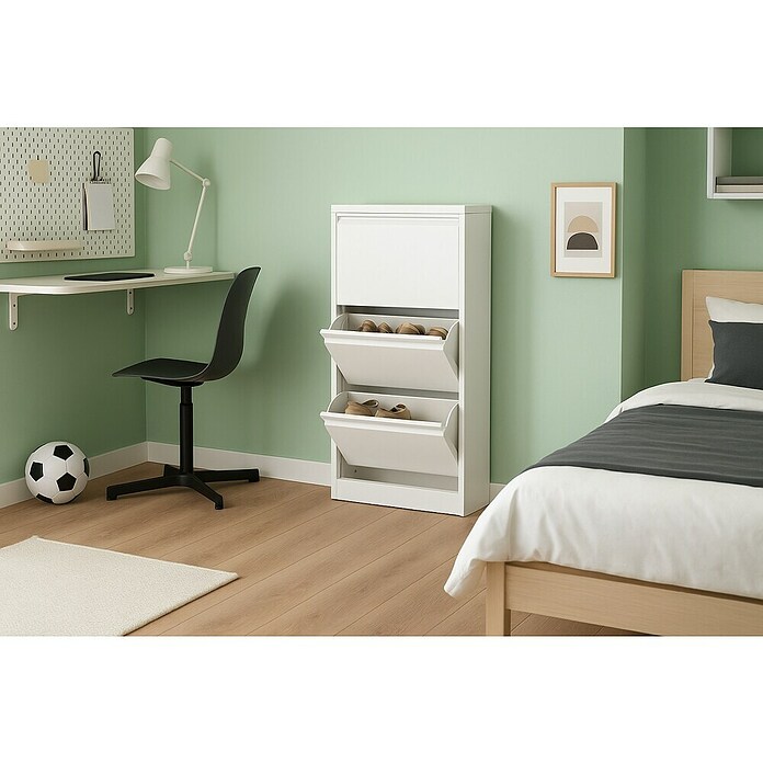 Zapatero Dunne (L x An x Al: 13,5 x 50 x 103,5 cm, Blanco, Número de compartimentos: 3 ud., Metal) | BAUHAUS
