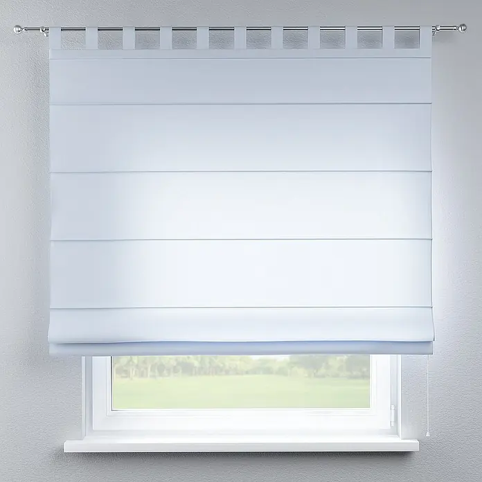 Dekoria Raffrollo - B x H: 100 x 170 cm - Eine elegante, weiße Faltrollo-Gardine hängt vor einem Fenster und sorgt für ein helles und stilvolles Ambiente im Raum.