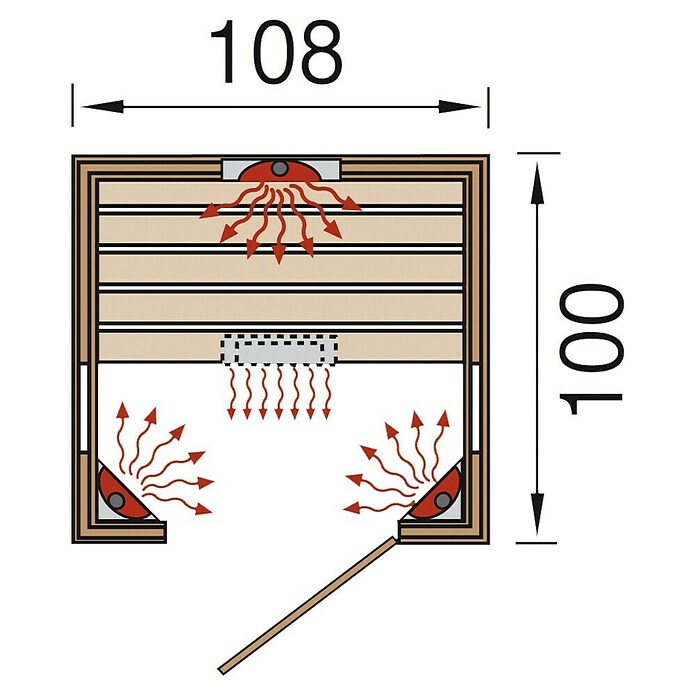 Weka Infrarotkabine 543 Gr.1  (1.700 W, 4 Keramikstrahler, 100 x 108 x 190 cm)