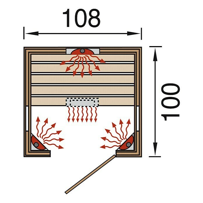 Weka Infrarotkabine Mila 11.700 W, 4 Keramikstrahler, 100 x 108 x 190 cm Unknown