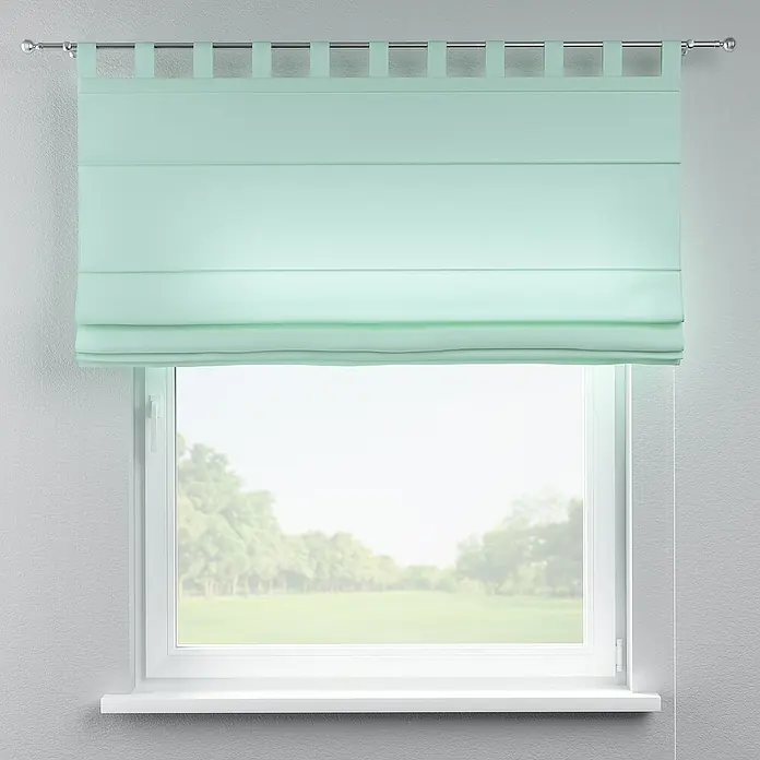 Dekoria Raffrollo - B x H: 100 x 170 cm - Mintgrüne Raffrollos vor einem Fenster. Ein stilvoller Sichtschutz, der das natürliche Licht sanft filtert und eine beruhigende Atmosphäre schafft.