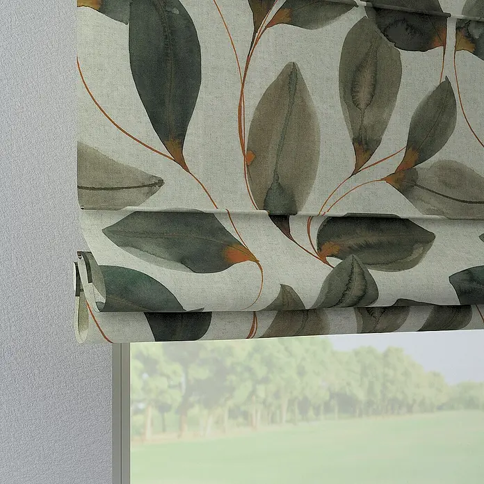 Dekoria Raffrollo - B x H: 100 x 170 cm - Elegante Faltrollos mit Blättermuster bringen stilvollen Sichtschutz und natürliche Akzente in Ihr Zuhause. Perfekt für Fensterdekoration.