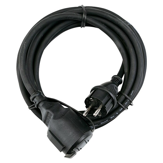 Profi Depot Gummi-Verlängerung (5 m, Schwarz, IP44, H07RN-F3G1,5)