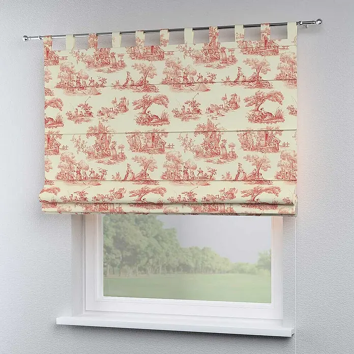 Dekoria Raffrollo - B x H: 120 x 160 cm - Elegante rot-weiße Raffrollos mit klassischem Muster. Perfekt für ein stilvolles Ambiente mit natürlichem Lichteinfall und dekorativem Touch.