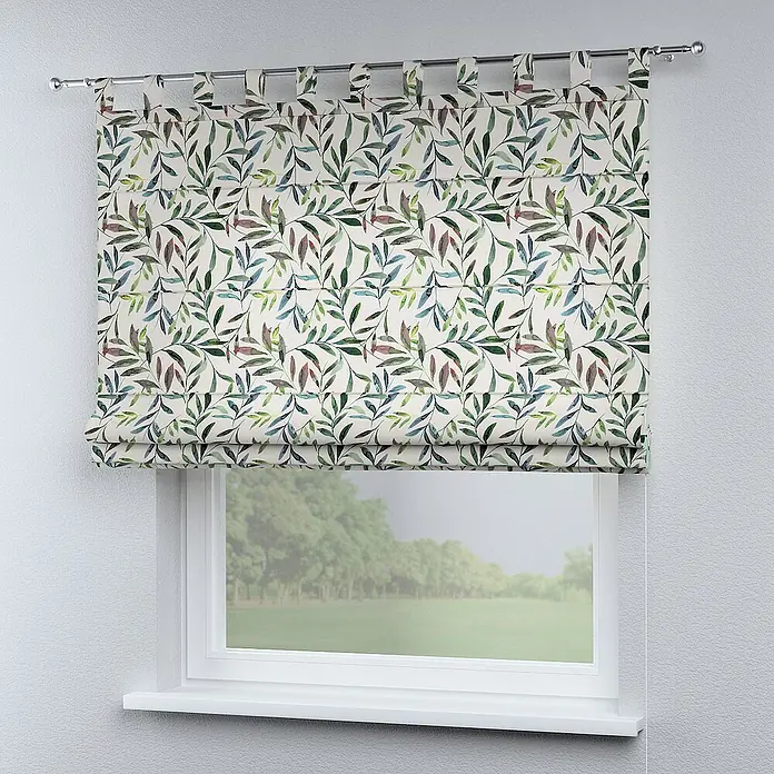 Dekoria Raffrollo - B x H: 130 x 170 cm - Dekorative Raffrollos mit Blattmuster für ein stilvolles Fensterdesign, das jedem Raum eine natürliche Note verleiht.