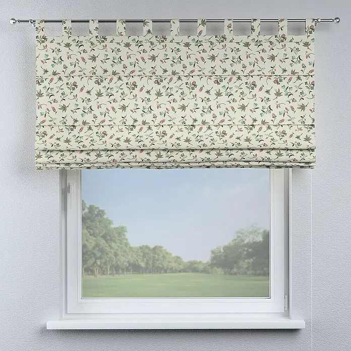 Dekoria Raffrollo - B x H: 130 x 170 cm - Blumiges Faltrollo am Fenster. Dieses Rollo sorgt für einen Hauch von Natur und Privatsphäre in jedem Raum und ist ein echter Hingucker.