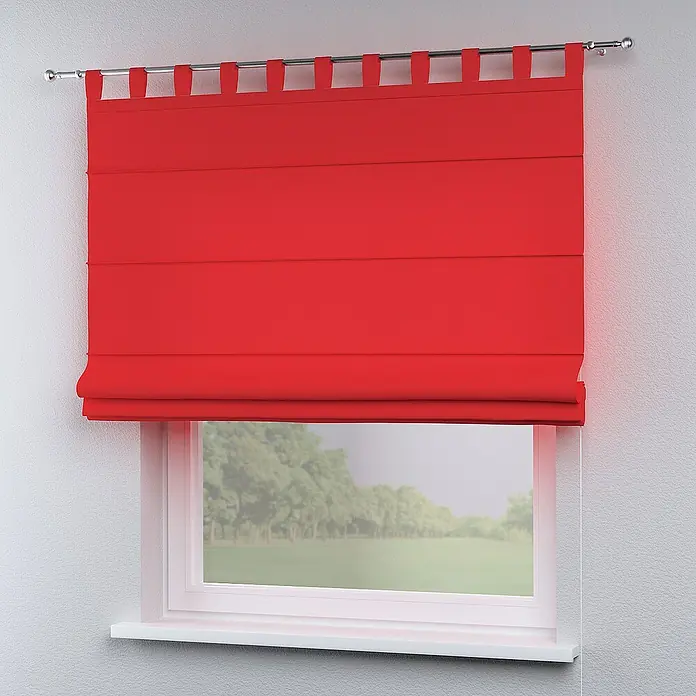Dekoria Raffrollo - B x H: 100 x 170 cm - Rote Faltrollos am Fenster mit Blick auf die Natur, die Privatsphäre und Stil vereinen. Perfekt für ein modernes Zuhause.