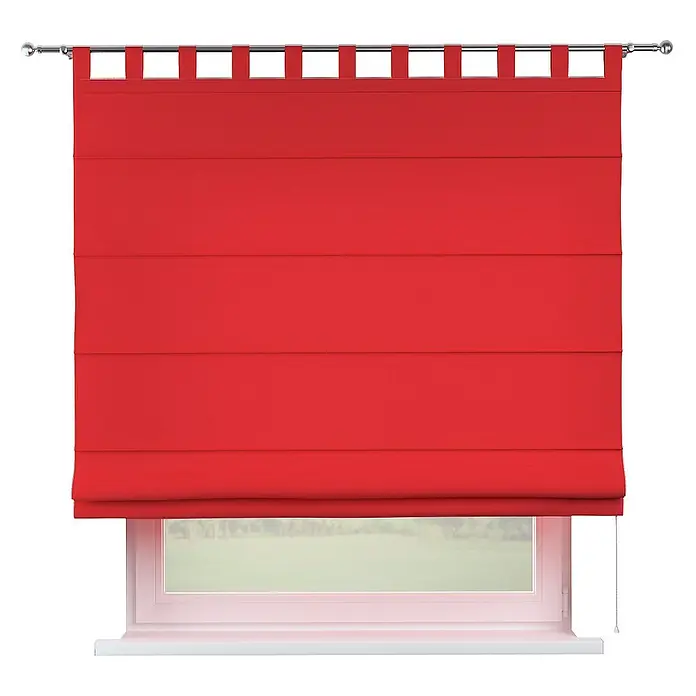 Dekoria Raffrollo - B x H: 100 x 170 cm - Rote Raffrollos mit Schlaufenaufhängung. Die blickdichte Fensterdekoration sorgt für eine stilvolle Atmosphäre.