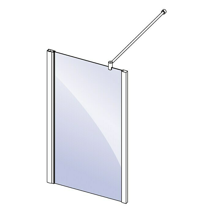 Camargue Joy Douchewand, kort element (50 x 150,5 cm, Gecoat, Dikte: 6 mm, Zilver)
