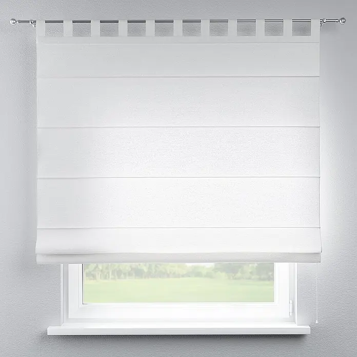 Dekoria Raffrollo - B x H: 100 x 170 cm - Helles, weißes Faltrollo für Fenster mit dezenter Struktur und Aufhängung an einer Stange, für eine moderne und elegante Fensterdekoration.