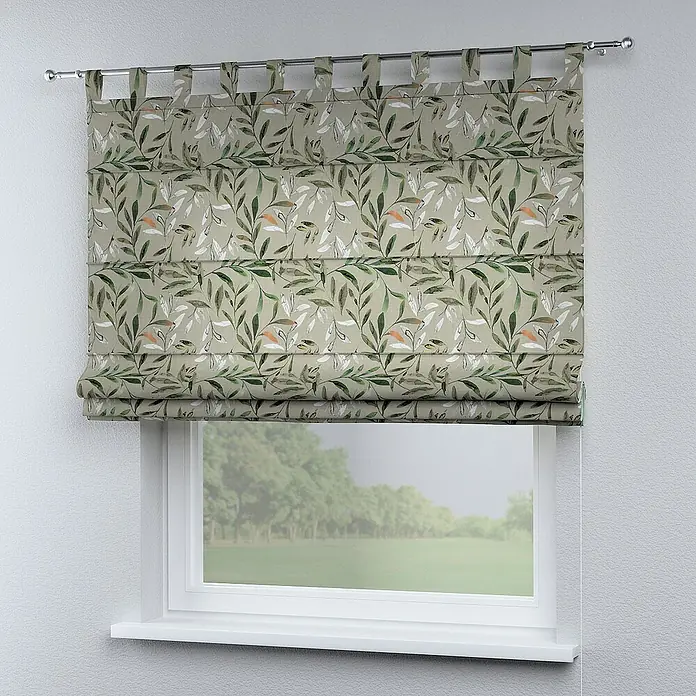 Dekoria Raffrollo -  - Dekoratives Römisches Rollo mit floralem Muster, ideal für stilvolle Fenstergestaltung und zur Verdunkelung von Räumen.