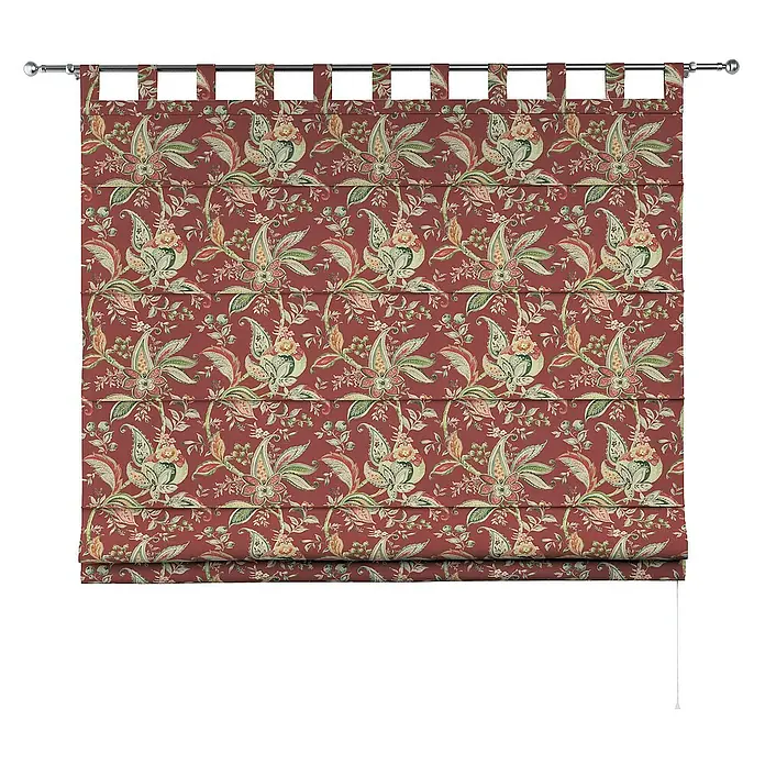 Dekoria Raffrollo - B x H: 120 x 160 cm - Raffrollo in Rot mit floralem Muster. Ein dekoratives Fensteraccessoire, das jedem Raum einen Hauch von Eleganz verleiht.