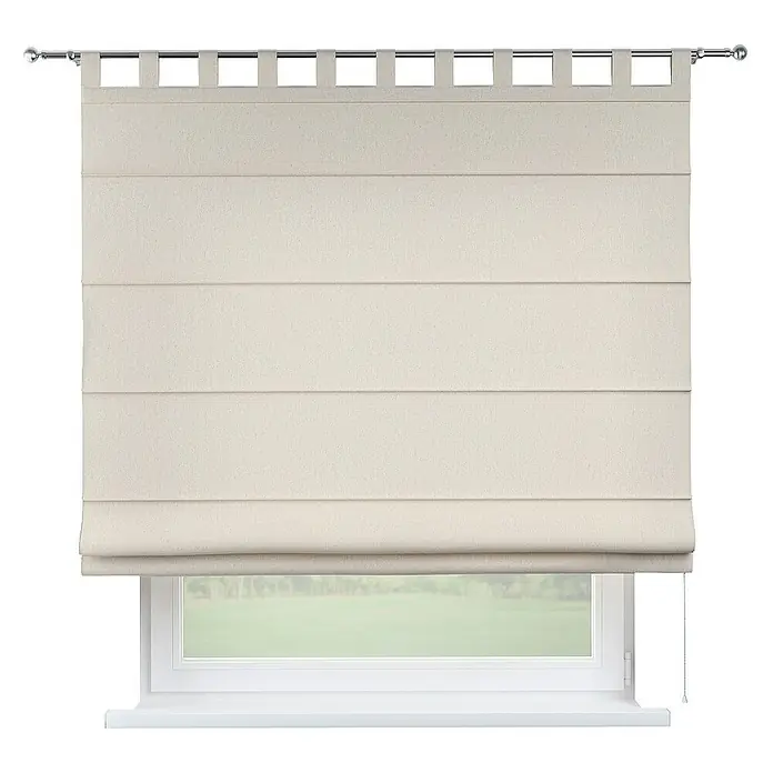 Dekoria Raffrollo - B x H: 100 x 170 cm - Elegante, beigefarbene Raffrollos mit Schlaufenaufhängung am Fenster, die für sanftes Licht und Privatsphäre sorgen.