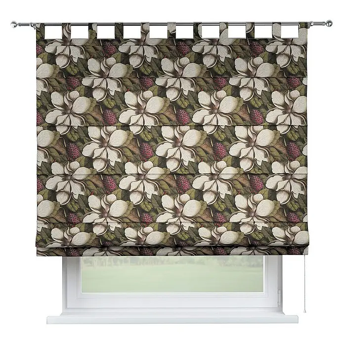Dekoria Raffrollo - B x H: 100 x 170 cm - Raffrollos mit floralem Muster für Fensterdekoration. Die Vorhänge sind mit Blumen und Beeren bedruckt und sorgen für eine gemütliche Atmosphäre.