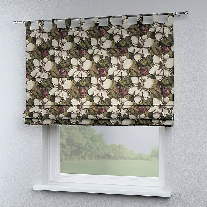 Dekoria Raffrollo - B x H: 120 x 160 cm - Elegante Faltrollos mit Blumenmuster schmücken das Fenster und verleihen dem Raum eine stilvolle Note. Ideal als dekorativer Sonnenschutz.