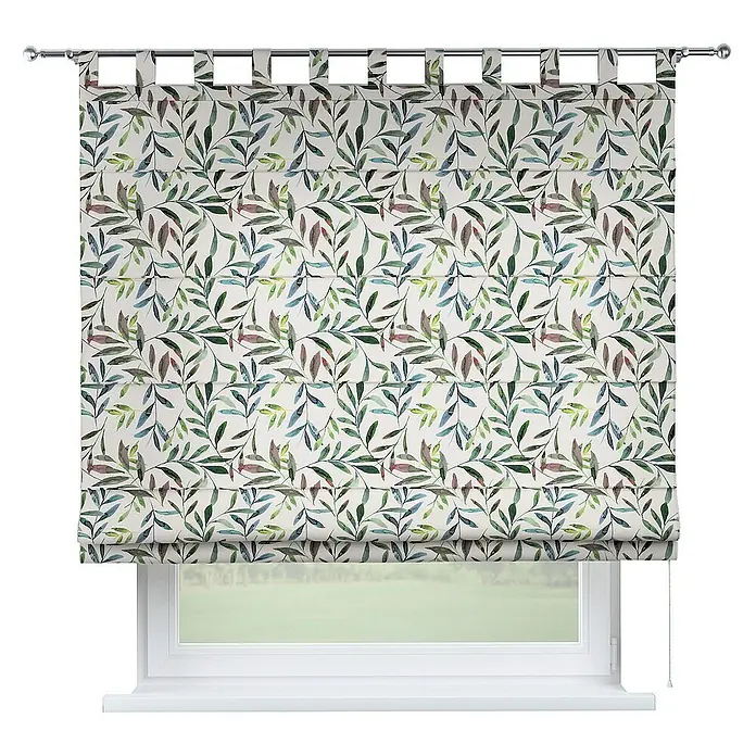 Dekoria Raffrollo - B x H: 120 x 160 cm - Elegantes Römisches Rollo mit blattförmigem Muster, das einen Hauch von Natur in Ihr Zuhause bringt. Perfekt für stilvolle Fensterdekoration.