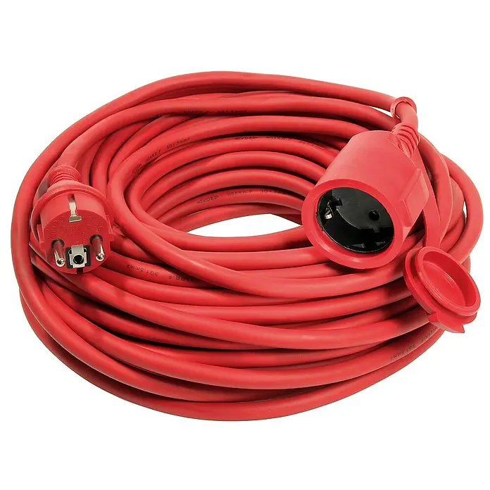 as-schwabe Verlängerungskabel H05RR-F 3G1,5 - 25 m, Rot, IP44, H05RR-F - Rotes Verlängerungskabel mit Stecker und Kupplung für den Außenbereich, ideal für Baustellen und Gartenarbeiten.