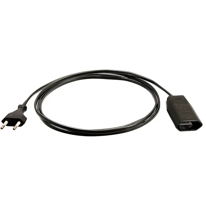 as-schwabe Verlängerungskabel H03VVH2-F 2x0,75 - 3 m, Schwarz, IP20, H03VVH2-F - Schwarzes Netzkabel mit Eurostecker und Kaltgerätestecker für den Anschluss elektronischer Geräte. Zuverlässige Stromversorgung.