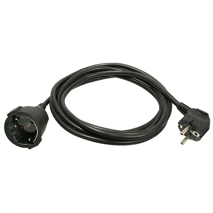 as-schwabe Verlängerungskabel H05VV-F 3G1,5 - 5 m, Schwarz, IP20, H05VV-F - Schwarzes Schuko-Verlängerungskabel mit einer Länge, das für den flexiblen Einsatz von Elektrogeräten geeignet ist.