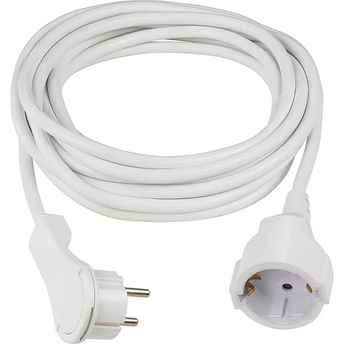 as-schwabe Verlängerungskabel H05VV-F 3G1,5 - 5 m, Weiß, IP20, H05VV-F - Weißes Verlängerungskabel mit Eurostecker und Kupplung für den Innenbereich. Praktisch für den flexiblen Einsatz von Elektrogeräten.