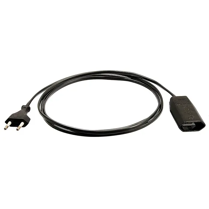 as-schwabe Verlängerungskabel H03VVH2-F 2x0,75 - 2 m, Schwarz, IP20, H03VVH2-F - Schwarzes Netzkabel mit Eurostecker und IEC C7 Buchse, geeignet für viele elektronische Geräte, 250V.