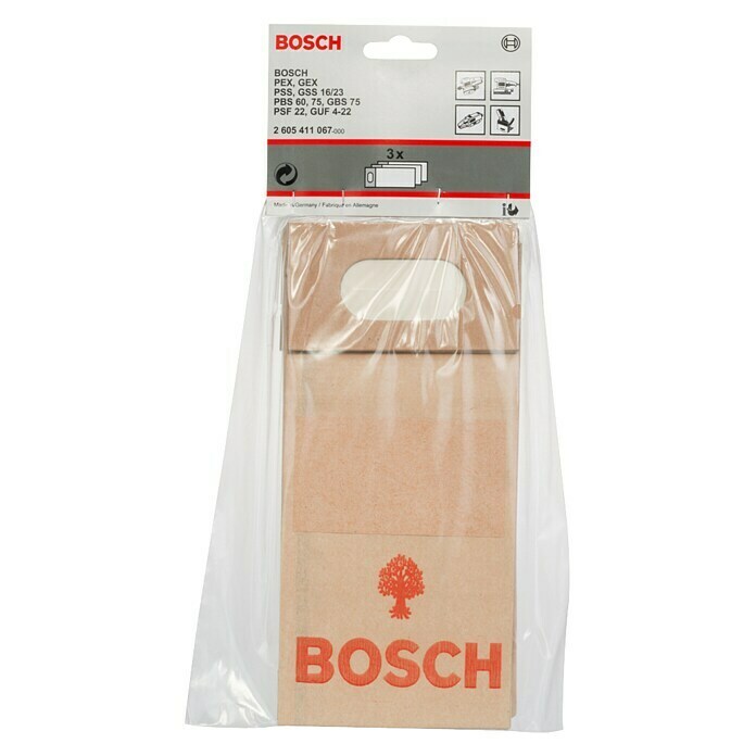 Bosch Bolsa para el polvo (3 uds., Apto para: Lijadoras y fresadoras Bosch)