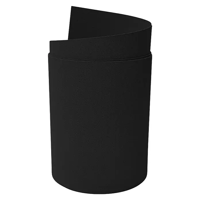 zaun|zu Sichtschutzstreifen Premium Maxi - L x B x H: 2,05 m x 24 cm x 0,1 cm, Tiefschwarz - Schwarzer runder Papierkorb mit einzigartigem gewundenem Design, ideal für die stilvolle Abfallentsorgung im Büro oder zu Hause.