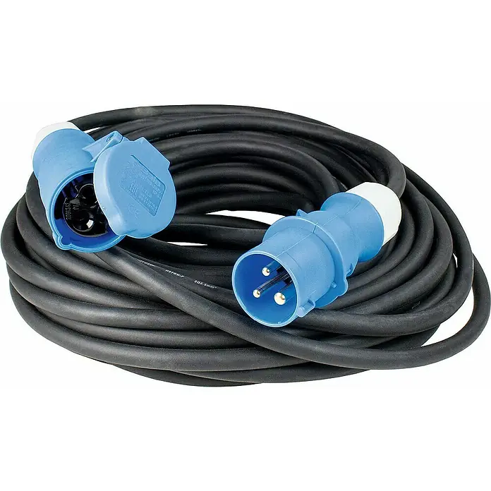 as-schwabe Verlängerungskabel H07RN-F 3G2,5 - 5 m, Schwarz, IP44, H07RN-F - Verlängerungskabel mit blauem Stecker und Kupplung, ideal für den Einsatz im Freien, dank robuster Ausführung und Schutz vor Spritzwasser.