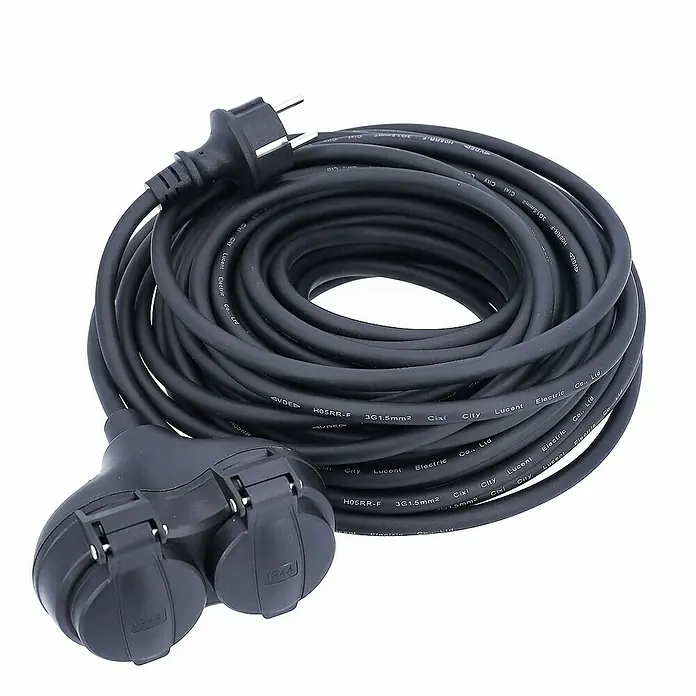 as-schwabe Verlängerungskabel H05RR-F 3G1,5 - 20 m, Schwarz, IP44, H05RR-F - Verlängerungskabel mit Doppelsteckdose für den Außenbereich, ideal für den Garten oder die Baustelle. Robuste Ausführung für den anspruchsvollen Einsatz.