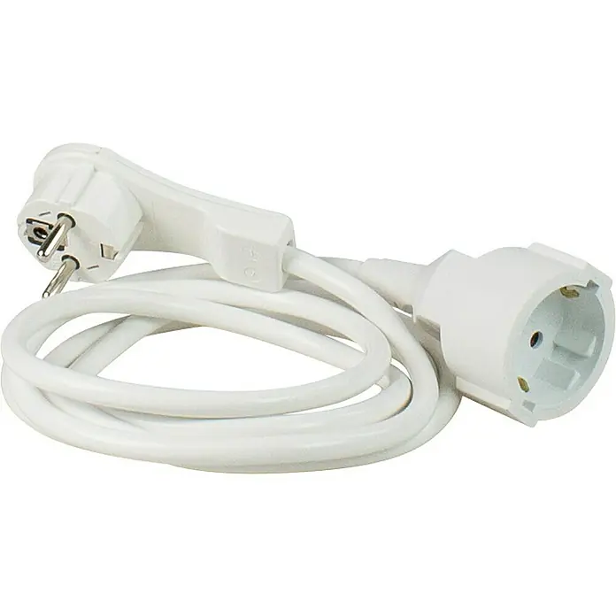 as-schwabe Verlängerungskabel H05VV-F 3G1,5 - 2 m, Weiß, IP20, H05VV-F - Weißes Verlängerungskabel mit Eurostecker und Eurokupplung, für den flexiblen Einsatz von Elektrogeräten im Innenbereich.