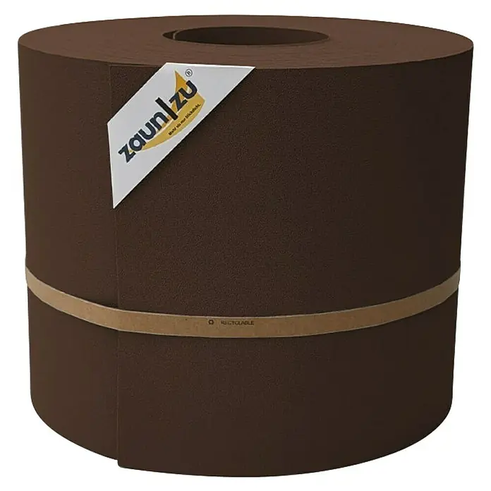 zaun|zu Sichtschutzstreifen Premium Maxi - L x B x H: 50 m x 24 cm x 0,1 cm, Braun - Rolle brauner Zaunfolie von Zaun/zu mit Papierbanderole.