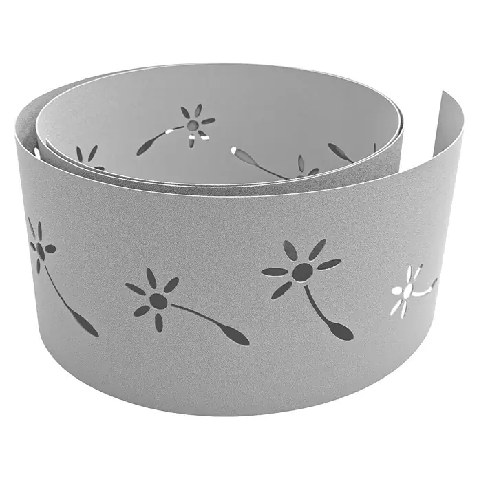 zaun|zu Sichtschutzstreifen Premium Pusteblumen Design - 2,55 m x 19 cm x 0,1 cm, Lichtgrau - Dekorative Pflanzgefäß-Umrandung mit filigranen Blumen- und Libellenmustern. Ideal, um Blumentöpfen einen eleganten Touch zu verleihen.