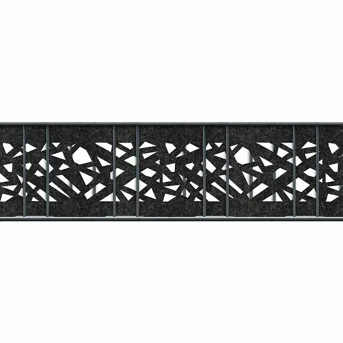 zaun|zu Sichtschutzstreifen Design Graphic - 2,6 m x 19 cm x 0,1 cm, Schwarzgrau - Schallabsorbierende Paneele mit modernem, abstraktem Design, ideal zur Verbesserung der Raumakustik und zur dekorativen Wandgestaltung.