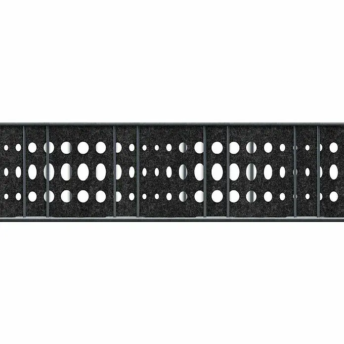 zaun|zu Sichtschutzstreifen Dekor Bubble - 2,6 m x 19 cm x 0,1 cm, Schwarzgrau - Schallabsorbierende Akustikpaneele mit stilvollem Lochmuster zur Verbesserung der Raumakustik und Reduzierung von Lärm.