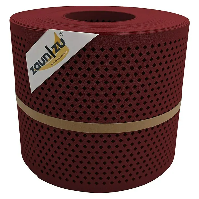 zaun|zu Sichtschutzstreifen Premium Gelocht Diamant - 26 m x 19 cm x 0,1 cm, Bordeauxrot - Die Zaunfolie in Weinrot bietet optimalen Sichtschutz mit elegantem Design und hoher Qualität.
