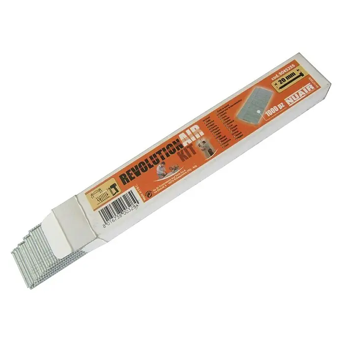 Craftomat Nägel - Länge: 20 mm, 1.000 Stk., Passend für: Craftomat Kombi-Drucklufttacker - Packung NUAIR Revolution Air Kit mit 1000 Stück 20 mm Klammern, ideal für vielfältige Befestigungsarbeiten.