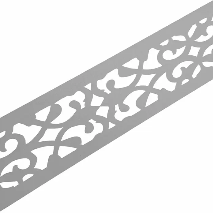 zaun|zu Sichtschutzstreifen Premium Oriental Design - 2,55 m x 19 cm x 0,1 cm, Lichtgrau - Das Bild zeigt ein dekoratives Bordürenmuster in Grau, ideal für Bastelprojekte und zur individuellen Gestaltung von Oberflächen.