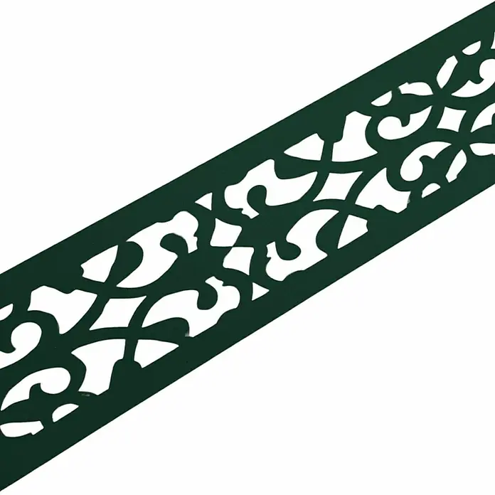 zaun|zu Sichtschutzstreifen Premium Oriental Design - 2,55 m x 19 cm x 0,1 cm, Grün - Dunkelgrüner Dekorstreifen mit kunstvollem Lochmuster.