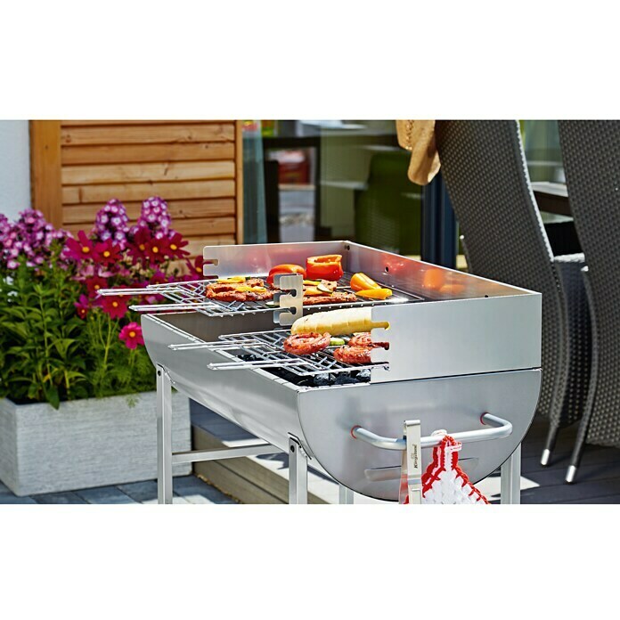 Grillstar Barbecuewagen Texas (Zilver, Hoofdgrilloppervlak: 82 x 47 cm)