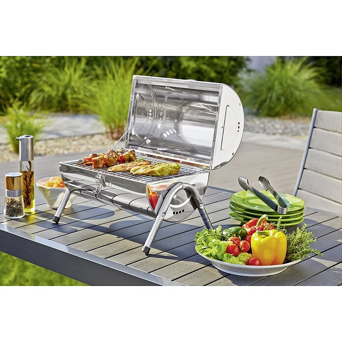 Grillstar Tischgrill Dallas (Hauptgrillfläche: 2 x 34 x 22 cm, Silber)