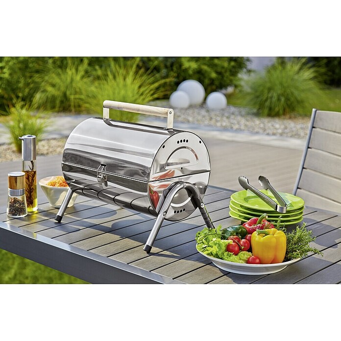 Grillstar Tischgrill Dallas (Hauptgrillfläche: 2 x 34 x 22 cm, Silber)
