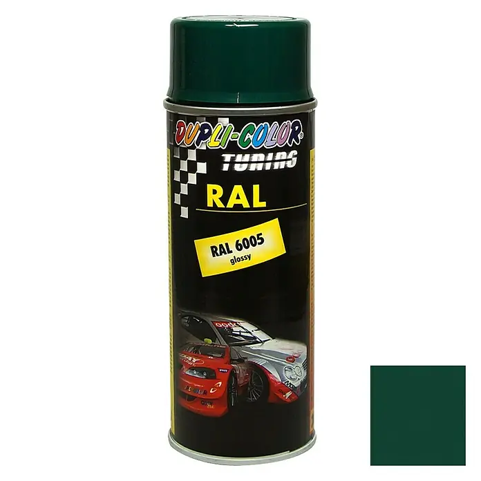 Dupli-Color Tuning Lackspray RAL 6005 - Moosgrün, Glänzend, 400 ml - Farbdose Dupli-Color Tuning RAL 6005 in glänzendem Dunkelgrün, ideal für Fahrzeuglackierungen und DIY-Projekte für einen professionellen Look.
