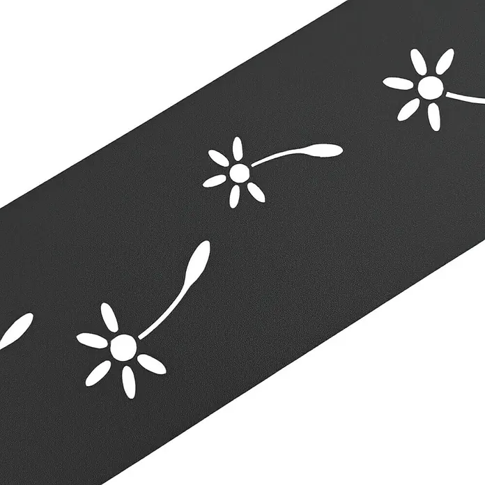 zaun|zu Sichtschutzstreifen Premium Pusteblumen Design - 2,55 m x 19 cm x 0,1 cm, Anthrazit - Schwarzer Teppich mit weißem Pusteblumen-Muster, ideal für moderne Innenräume und stilvolle Akzente in jedem Raum.