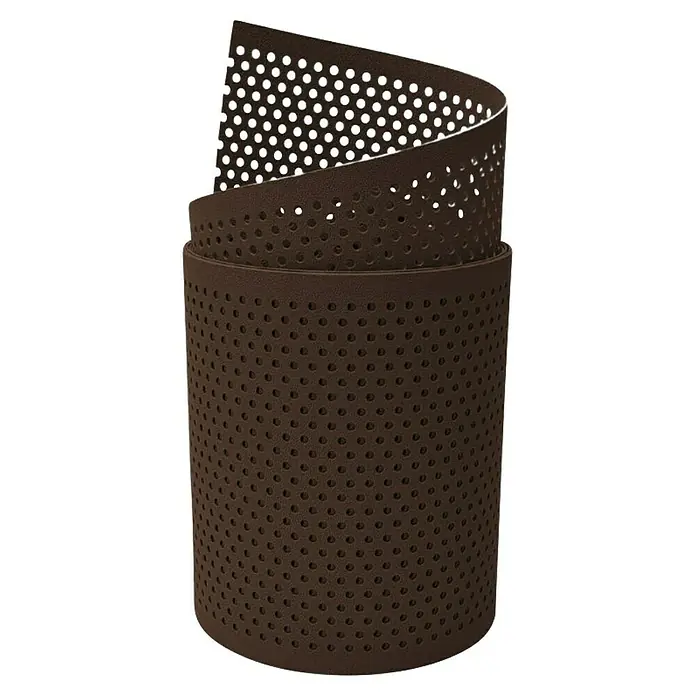 zaun|zu Sichtschutzstreifen Premium Gelocht 20% - 2,55 m x 19 cm x 0,1 cm, Braun - Braunes, perforiertes und aufgerolltes Band, das sich ideal für Bastelarbeiten oder dekorative Zwecke eignet.