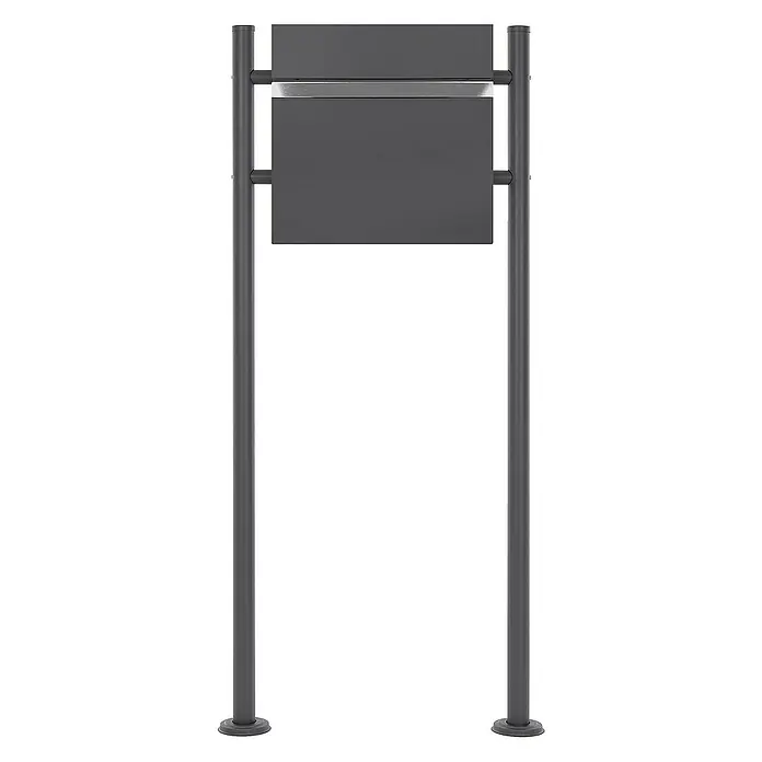 ECD Germany Standbriefkasten Briefkastenanlage mit Ständer Anthrazit 120cm Mailbox mit Pfosten - L x B x H: 42,5 x 17 x 120 cm, Anthrazit, Stahl, Zeitungsfach - Eine moderne, anthrazitfarbene Hinweistafel mit schlanken Säulen, ideal für den Außenbereich zur stilvollen Beschilderung.