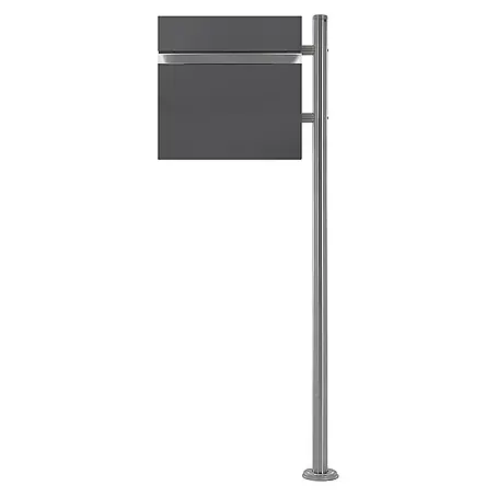 ECD Germany  Standbriefkasten Briefkastenanlage mit Ständer Silber 120cm Mailbox mit Pfosten
