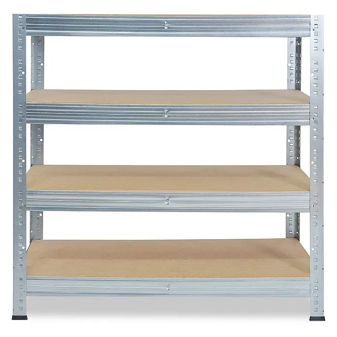 shelfplaza Schwerlastregal PRO - H x B x T: 100 x 110 x 40 cm, Traglast pro Boden: 200 kg, Stecken, verzinkt - Vielseitiges Schwerlastregal mit vier Böden. Ideal für Lagerung in Werkstatt oder Keller dank seiner Robustheit und einfachen Montage.