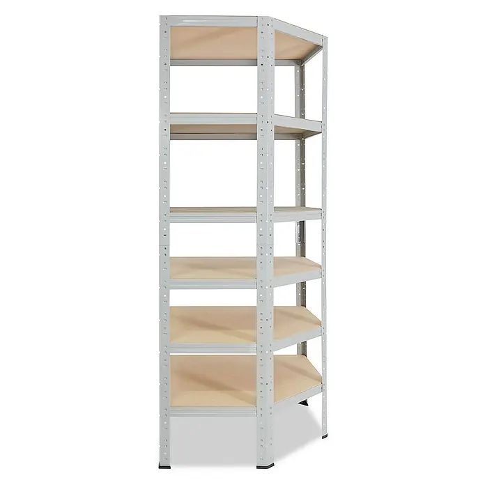 shelfplaza Schwerlastregal OFFICE - H x B x T: 180 x 70 x 45 cm, Traglast pro Boden: 175 kg, Stecken, lichtgrau - Ein Regal mit fünf Böden in einem hellen Design, ideal für Lagerung und Organisation in verschiedenen Räumen mit viel Stauraum.