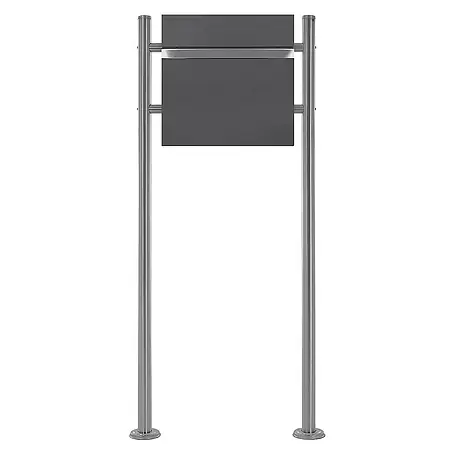 ECD Germany  Standbriefkasten Briefkastenanlage mit Ständer Silber 120cm Mailbox mit Pfosten