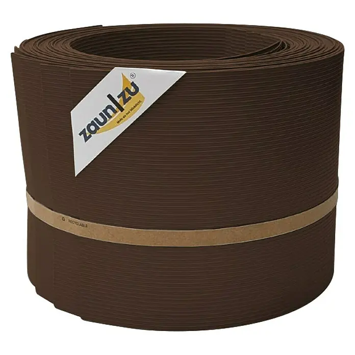 zaun|zu Sichtschutzstreifen Rille 10 x Einzelstreifen - 25,5 m x 19 cm x 0,1 cm, Braun - Braune Zaunblende auf Rolle mit Kartonband und Etikett. Idealer Sichtschutz für Zäune und Balkone.